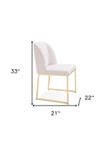 Set of Two White Gold Faux Leather Fabric Dining Chairs - Homeroots - Flyclothing LLC