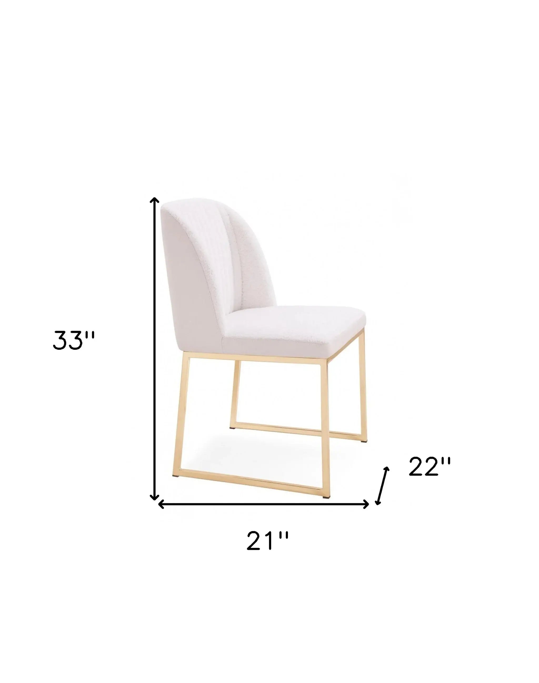 Set of Two White Gold Faux Leather Fabric Dining Chairs - Homeroots - Flyclothing LLC