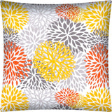 17" X 17" Gray And White Zippered Floral Throw Indoor Outdoor Pillow Cover - Homeroots