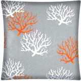 17" Gray Orange and White Coral Indoor Outdoor Throw Pillow Cover - Homeroots