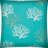 17" Aqua Gray and White Coral Indoor Outdoor Throw Pillow Cover - Homeroots