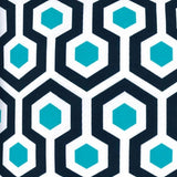 17" Aqua Navy and White Geometric Indoor Outdoor Throw Pillow Cover - Homeroots