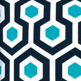 17" Aqua Navy and White Geometric Indoor Outdoor Throw Pillow Cover - Homeroots