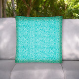 17" Turquoise and White Chevron Indoor Outdoor Throw Pillow Cover - Homeroots