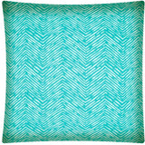 17" Turquoise and White Chevron Indoor Outdoor Throw Pillow Cover - Homeroots