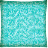 17" Turquoise and White Chevron Indoor Outdoor Throw Pillow Cover