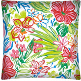 17" Green and Pink Floral Indoor Outdoor Throw Pillow Cover - Homeroots