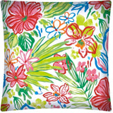 17" Green and Pink Floral Indoor Outdoor Throw Pillow Cover - Homeroots