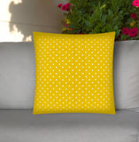 17" Yellow and White Polka Dot Indoor Outdoor Throw Pillow Cover - Homeroots