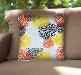 17" Yellow White and Orange Floral Indoor Outdoor Throw Pillow Cover - Homeroots