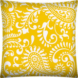 17" Yellow and White Paisley Indoor Outdoor Throw Pillow Cover - Homeroots