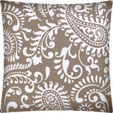 17" Taupe and White Paisley Indoor Outdoor Throw Pillow Cover - Homeroots