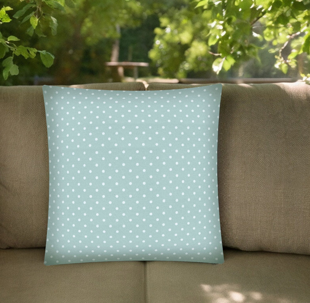 17" Seafoam Polka Dot Indoor Outdoor Throw Pillow Cover - Homeroots