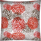 17" Red Taupe and White Floral Indoor Outdoor Throw Pillow Cover - Homeroots
