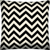 17" Black and Ivory Chevron Indoor Outdoor Throw Pillow Cover - Homeroots