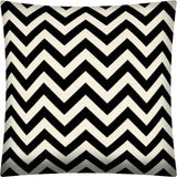 17" Black and Ivory Chevron Indoor Outdoor Throw Pillow Cover - Homeroots