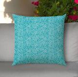 20" Turquoise and White Chevron Indoor Outdoor Throw Pillow Cover