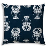 20" Navy and White Lobster Coastal Indoor Outdoor Throw Pillow Cover - Homeroots
