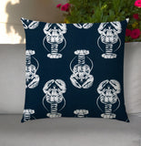 20" Navy and White Lobster Coastal Indoor Outdoor Throw Pillow Cover - Homeroots