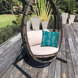 20" Turquoise and White Seahorse Coastal Indoor Outdoor Throw Pillow Cover - Homeroots