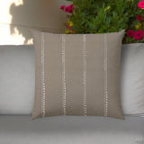 20" Taupe and White Striped Indoor Outdoor Throw Pillow Cover - Homeroots