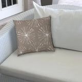 20" Taupe and White Starburst Fireworks Indoor Outdoor Throw Pillow Cover - Homeroots