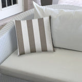 20" Taupe and Ivory Striped Indoor Outdoor Throw Pillow Cover - Homeroots