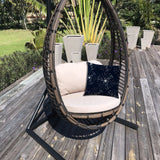 20" Navy and White Starburst Fireworks Indoor Outdoor Throw Pillow Cover - Homeroots