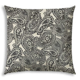 20" Gray Black and Cream Paisley Indoor Outdoor Throw Pillow Cover - Homeroots