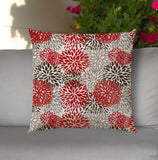 20" Brown and Red Floral Indoor Outdoor Throw Pillow Cover - Homeroots