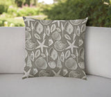 20" Taupe and Gray Coastal Indoor Outdoor Throw Pillow Cover - Homeroots