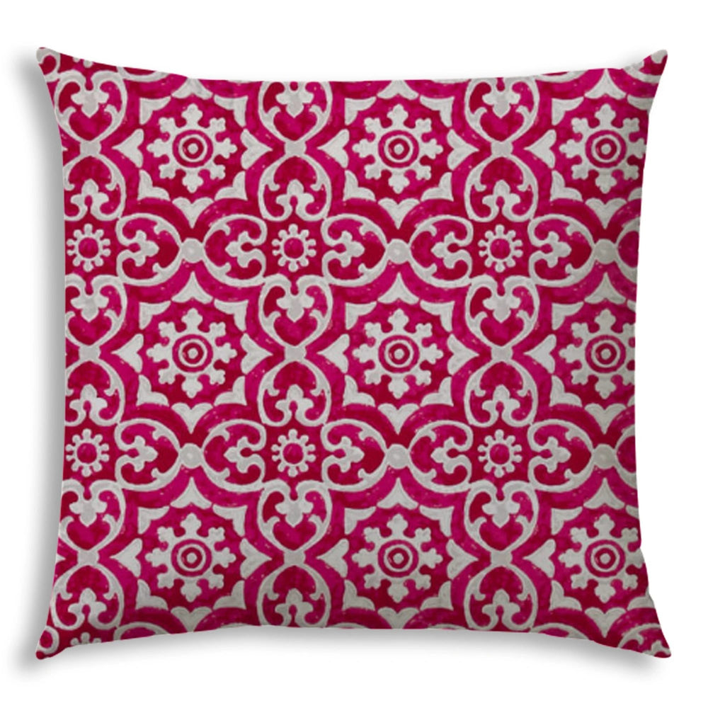 20" X 20" Magenta Zippered Stencil Indoor Outdoor Throw Pillow Cover - Homeroots