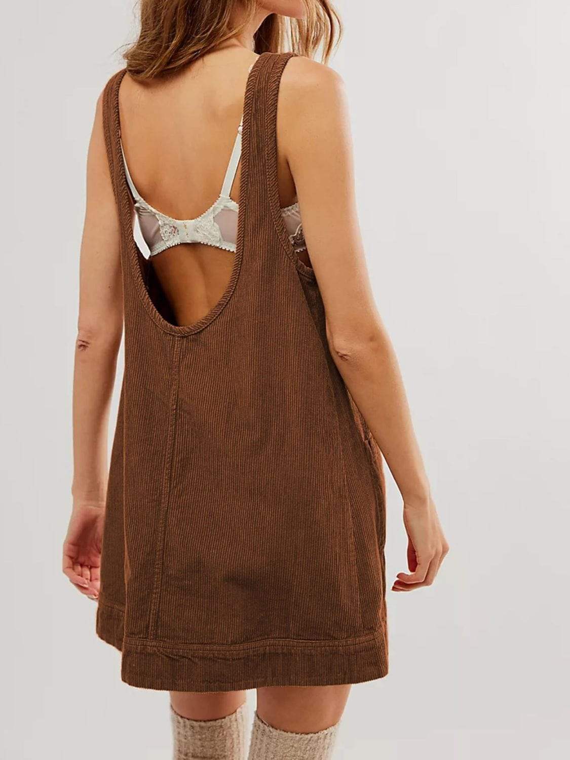Mandy Round Neck Wide Strap Mini Dress with Pockets - Trendsi - Flyclothing LLC