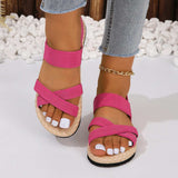Crisscross Open Toe Flat Sandals - Trendsi - Flyclothing LLC