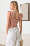 Le Lis Ruffled Cap Sleeve Square Neck Crop Top - Trendsi - Flyclothing LLC