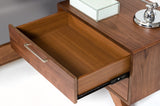 Modern Walnut Brown Nightstand with Two Drawers - Homeroots