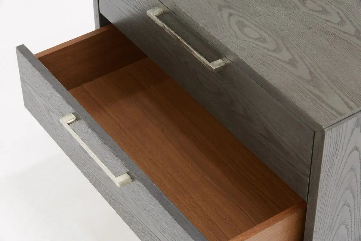 Modern Gray Wash Nightstand with Two Drawers - Homeroots - Flyclothing LLC