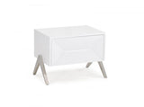 Modern Silky White Nightstand with One Drawer and Steel Legs - Homeroots
