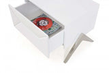 Modern Silky White Nightstand with One Drawer and Steel Legs - Homeroots - Flyclothing LLC