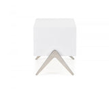 Modern Silky White Nightstand with One Drawer and Steel Legs - Homeroots - Flyclothing LLC