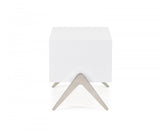 Modern Silky White Nightstand with One Drawer and Steel Legs - Homeroots
