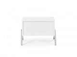 Modern Silky White Nightstand with One Drawer and Steel Legs - Homeroots - Flyclothing LLC