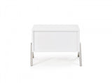 Modern Silky White Nightstand with One Drawer and Steel Legs - Homeroots