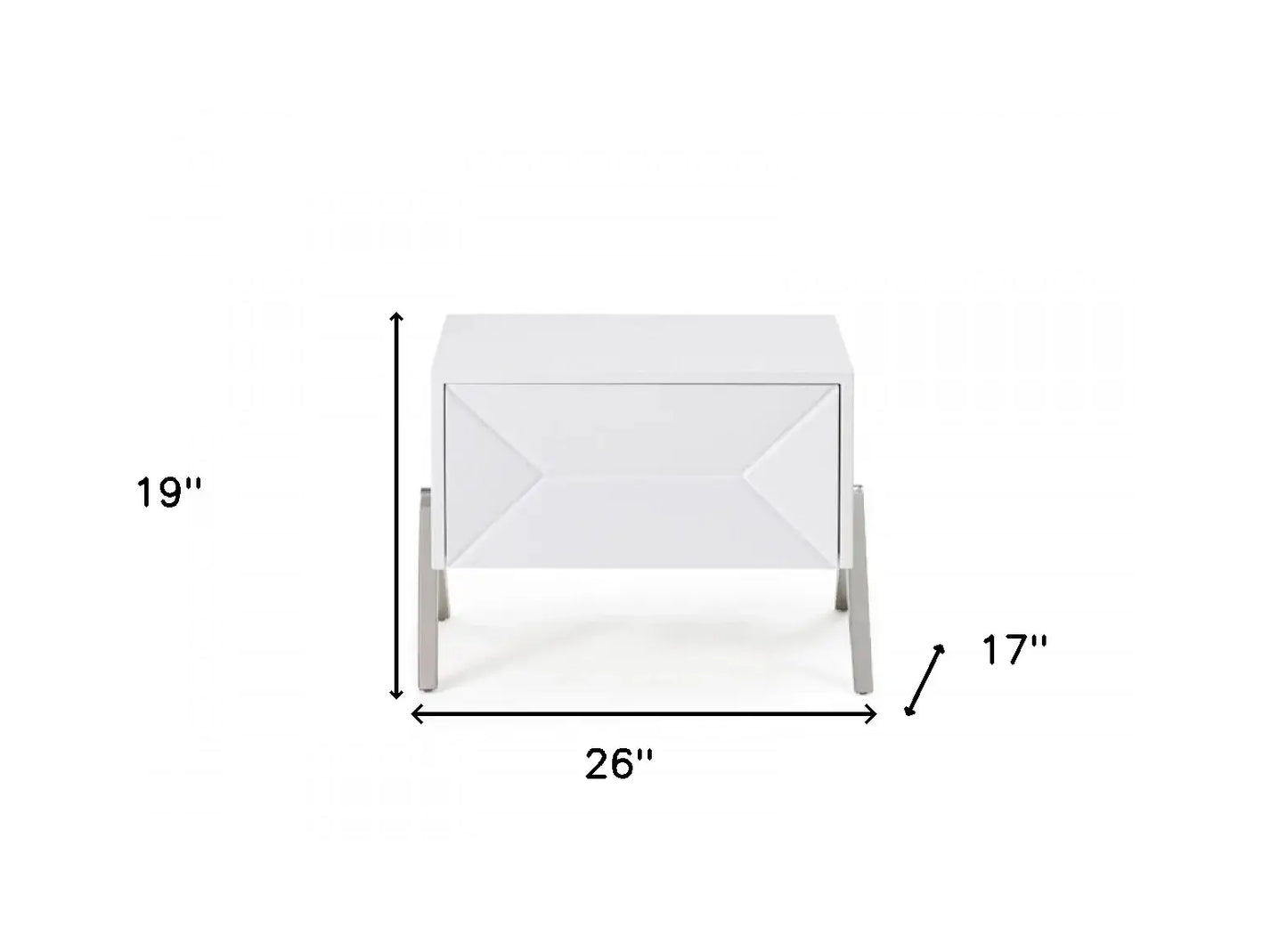 Modern Silky White Nightstand with One Drawer and Steel Legs - Homeroots - Flyclothing LLC