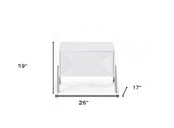 Modern Silky White Nightstand with One Drawer and Steel Legs - Homeroots - Flyclothing LLC