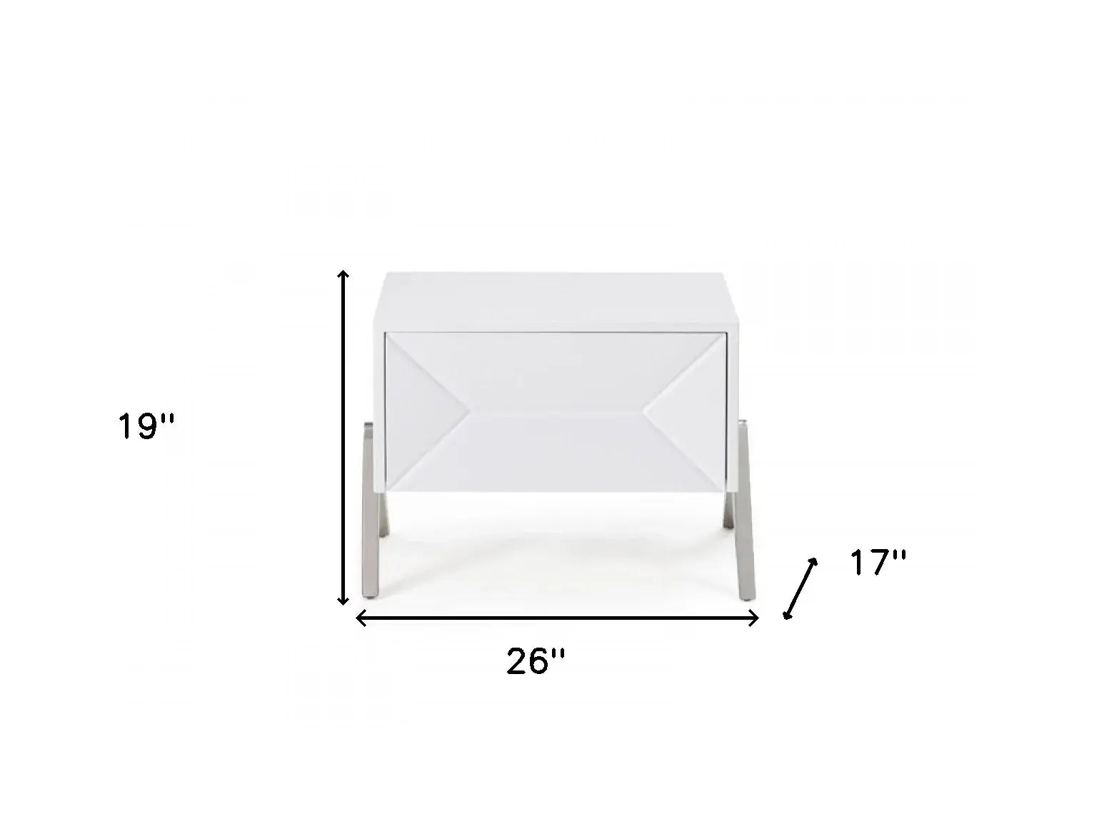 Modern Silky White Nightstand with One Drawer and Steel Legs - Homeroots - Flyclothing LLC