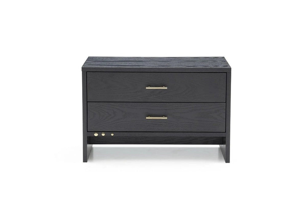 Modern Dark Gray Ash Nightstand with Two Drawers - Homeroots