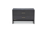 Modern Dark Gray Ash Nightstand with Two Drawers - Homeroots