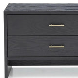 Modern Dark Gray Ash Nightstand with Two Drawers - Homeroots
