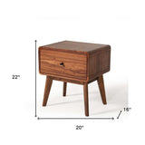 Modern Mid Century Walnut Nightstand with Single Drawer - Homeroots - Flyclothing LLC